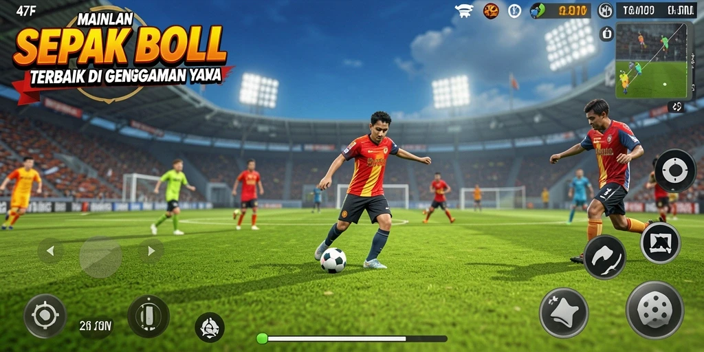 Tampilan gameplay yang mendebarkan dalam 47F, nikmati aksi sepak bola.