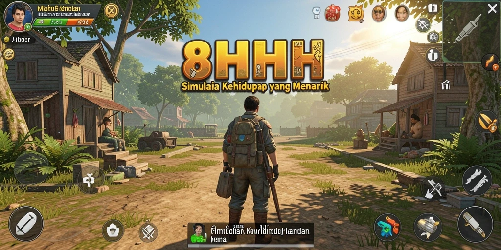 Screenshot gameplay 8HHH menampilkan interaksi karakter yang dinamis.