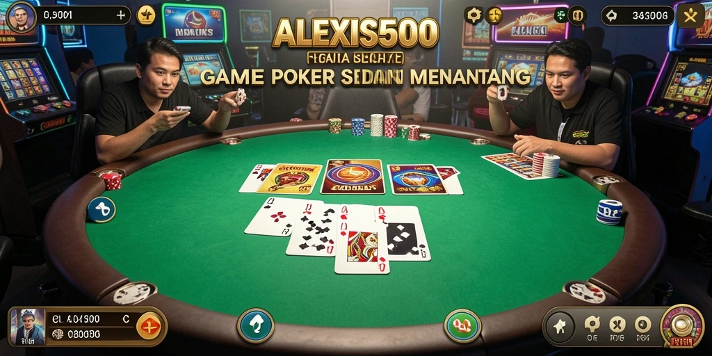 Screenshot gameplay ALEXIS500 dengan aksi poker yang seru.