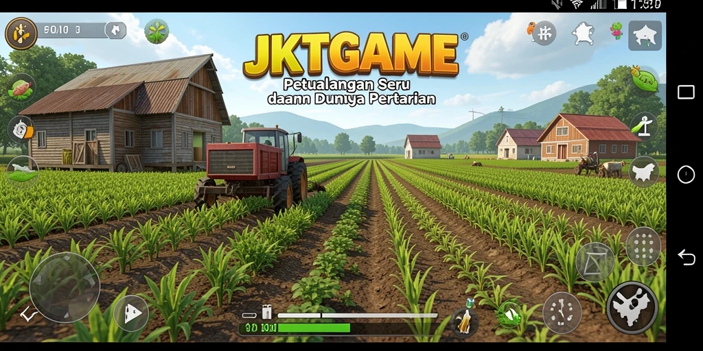 Tampilan gameplay JKTGAME yang seru dalam bertani dan membangun kebun.