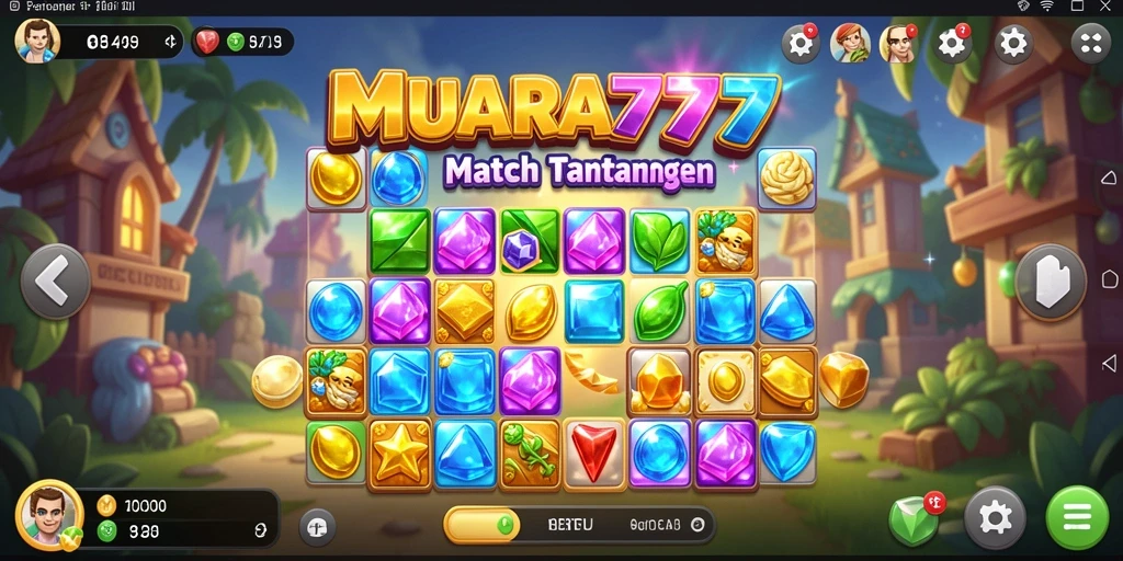 Tampilan gameplay Match-3 yang penuh warna dan seru.