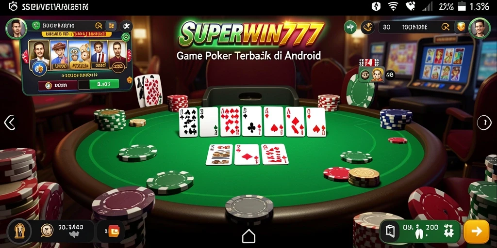 Tampilan gameplay Poker yang mendebarkan di SUPERWIN777.