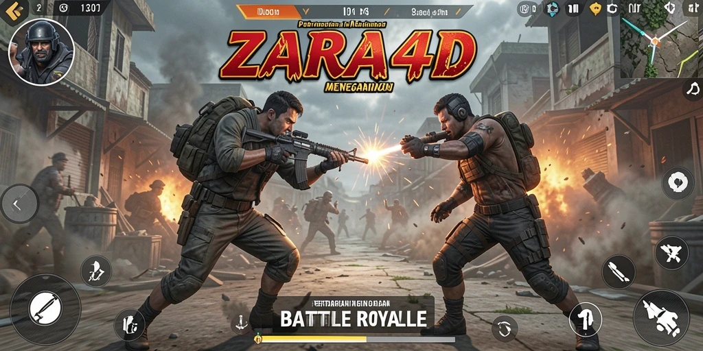 Tampilan gameplay ZARA4D yang seru dalam pertarungan Battle Royale.